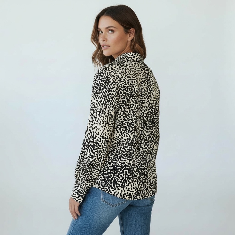 Merona Women’s Leopard Print Blouse Size L - Picture 6 of 8